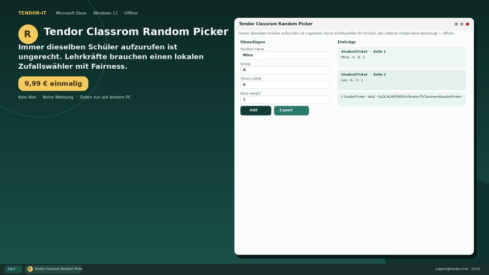 Tendor Classrom Random Picker Screenshot