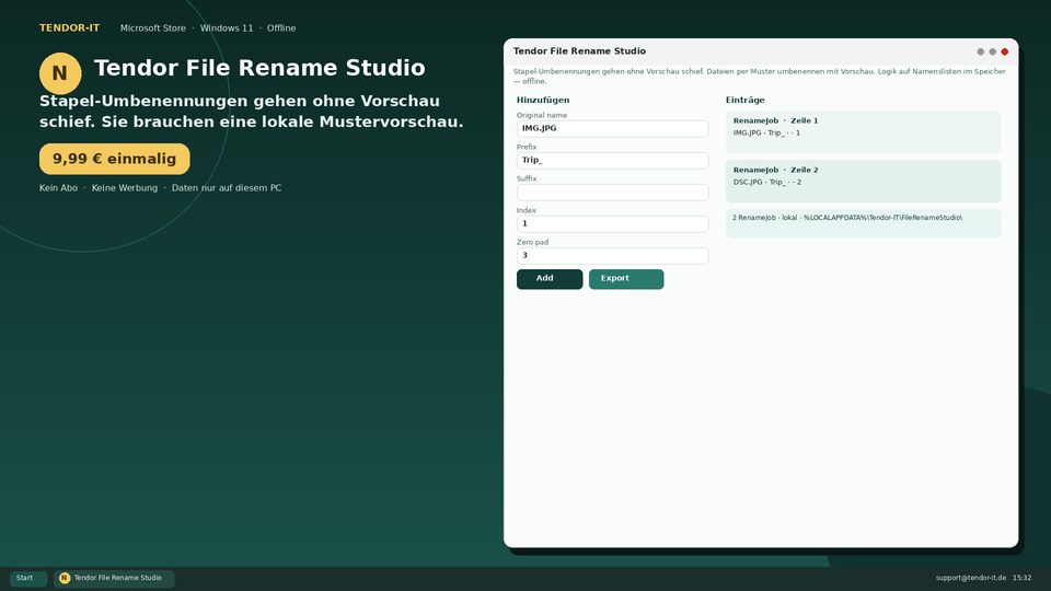 Tendor File Rename Studio Screenshot