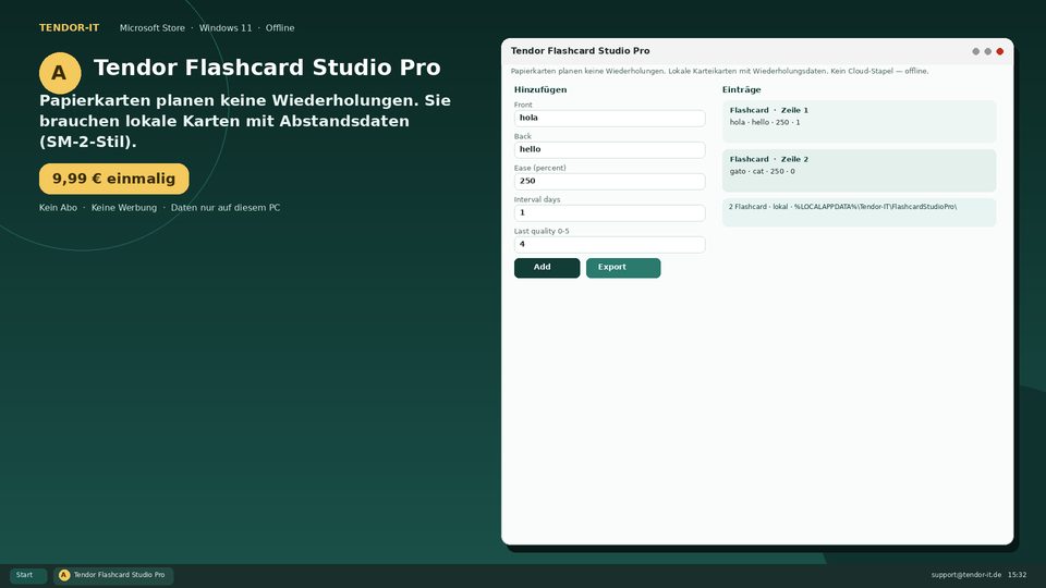 Tendor Flashcard Studio Pro Screenshot