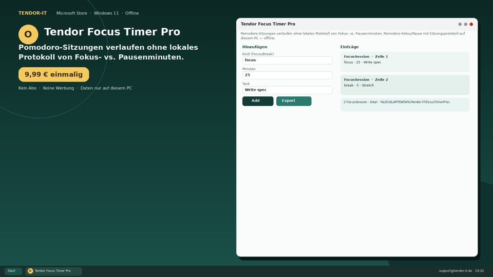 Tendor Focus Timer Pro Screenshot