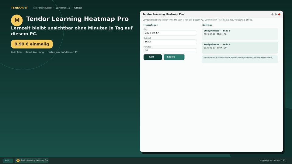 Tendor Learning Heatmap Pro Screenshot