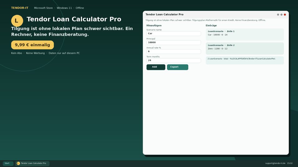 Tendor Loan Calculator Pro Screenshot